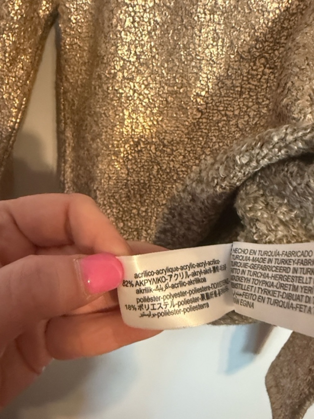 Zara Metallic Gold Bouclé Knit Sweater - Medium - Picture 5 of 7